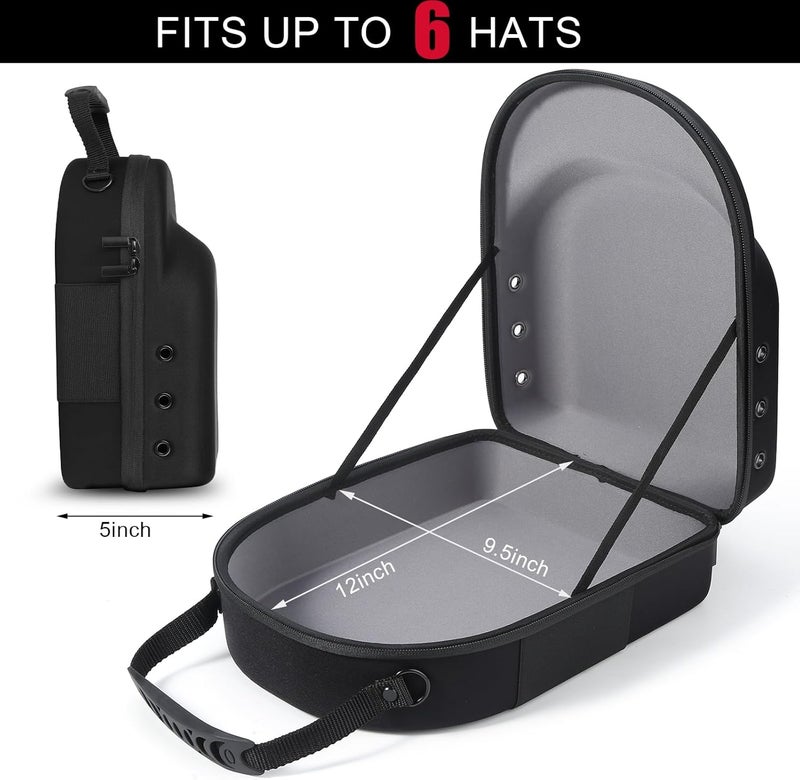 GERMUN Hard baseball hat case, Hat Carrier Travel Case with Adjustable Shoulder Strap, Hat cap case for 6 Baseball Caps - Perfect for Traveling & At-Home Storage (Black with Grey) - Image 4